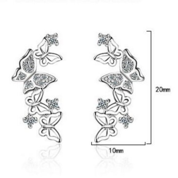 *NEW Sterling Silver Diamond Butterfly Earrings - Picture 6 of 6